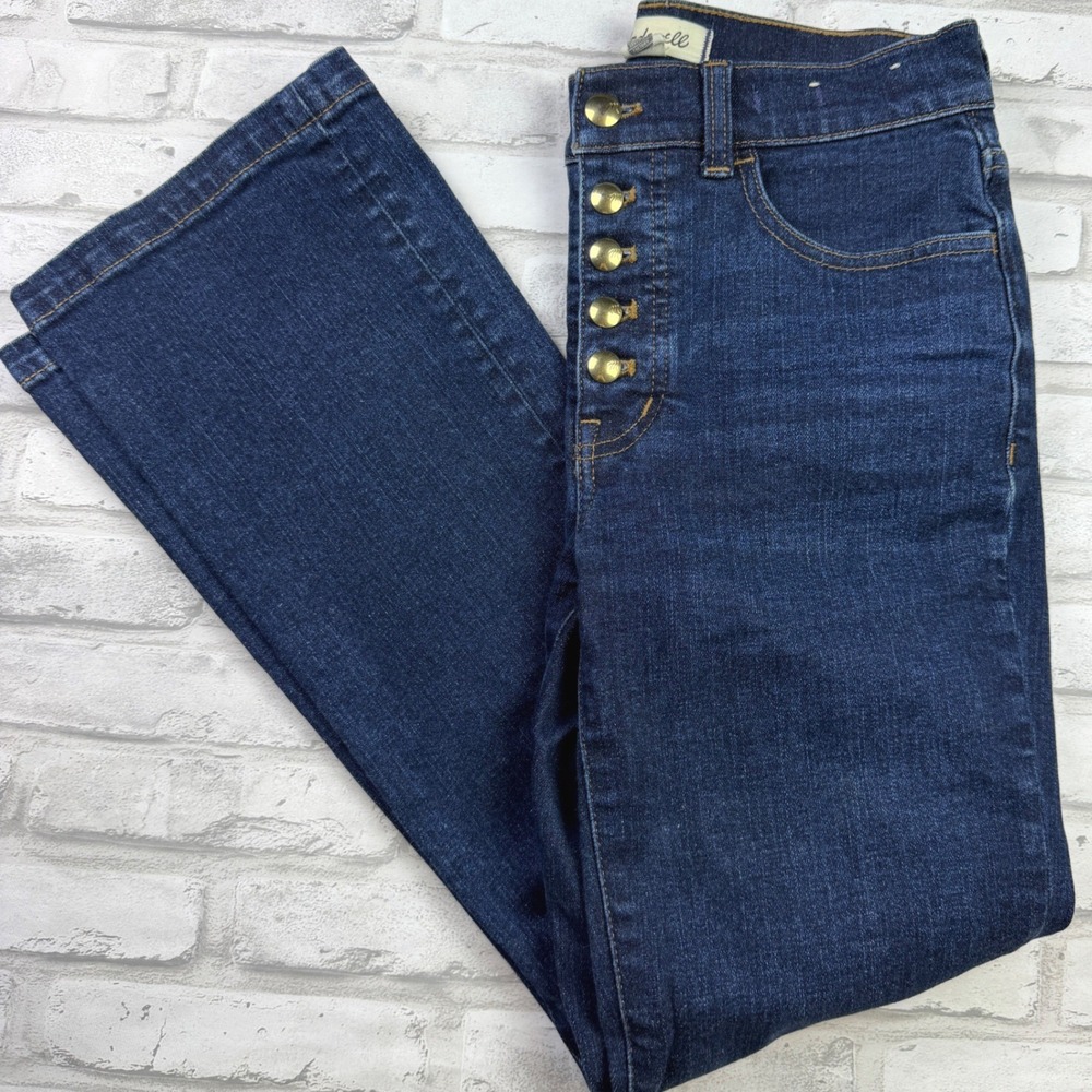 Madewell Cali Demi-Boot Jeans Cropped Mini Flare Button Fly Jeans Womens 24 EUC